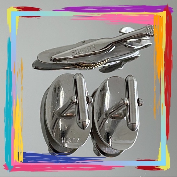 💕Very Handsome Two Tone Monogram N Cufflinks & Tie Clip Set💕 - Picture 7 of 7